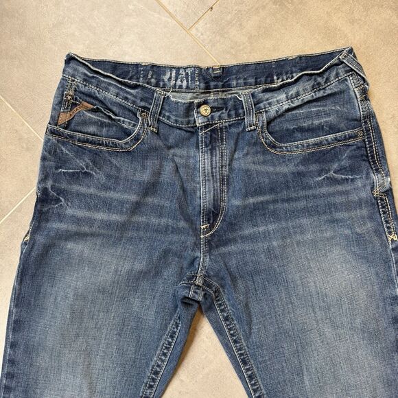 Ariat M4 Low Rise Boot Cut Jeans In Gulch Wash Men 38x36 Cotton - Picture 3 of 15